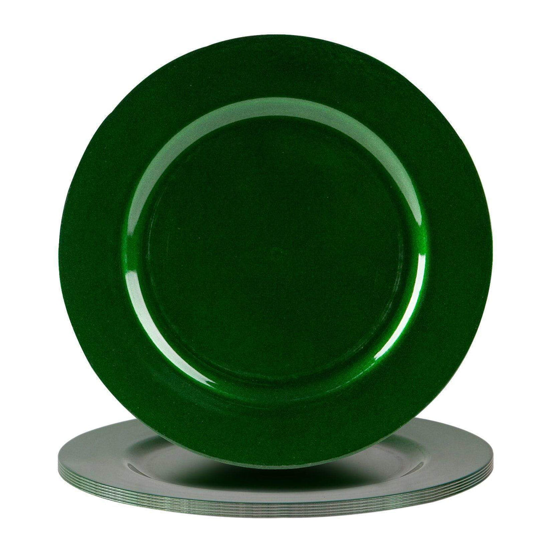 Green 33cm Metallic Melamine Charger Plates - Pack of 6