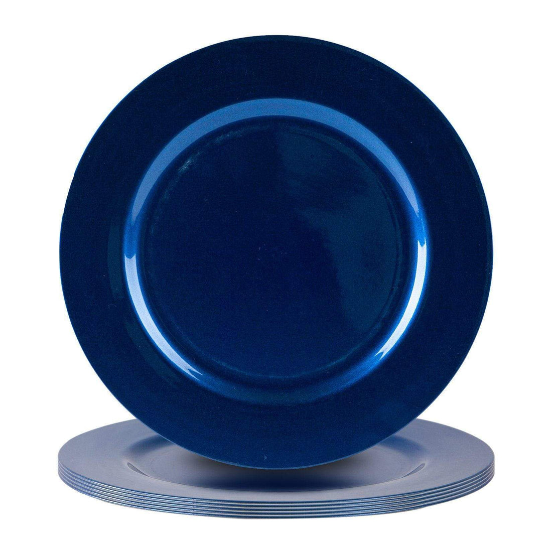 Blue 33cm Metallic Melamine Charger Plates - Pack of 6