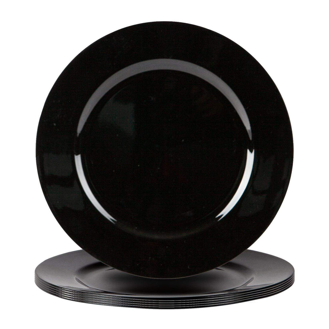 Black 33cm Metallic Melamine Charger Plates - Pack of 6