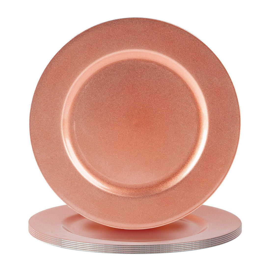 Rose Gold 33cm Metallic Melamine Charger Plates - Pack of 6
