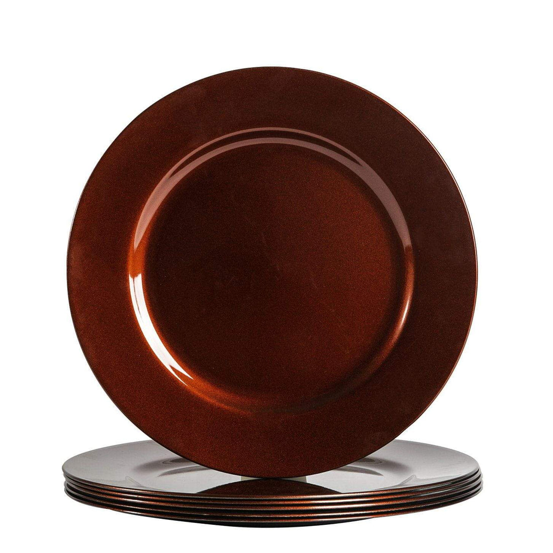 Dark Red 33cm Metallic Melamine Charger Plates - Pack of 6