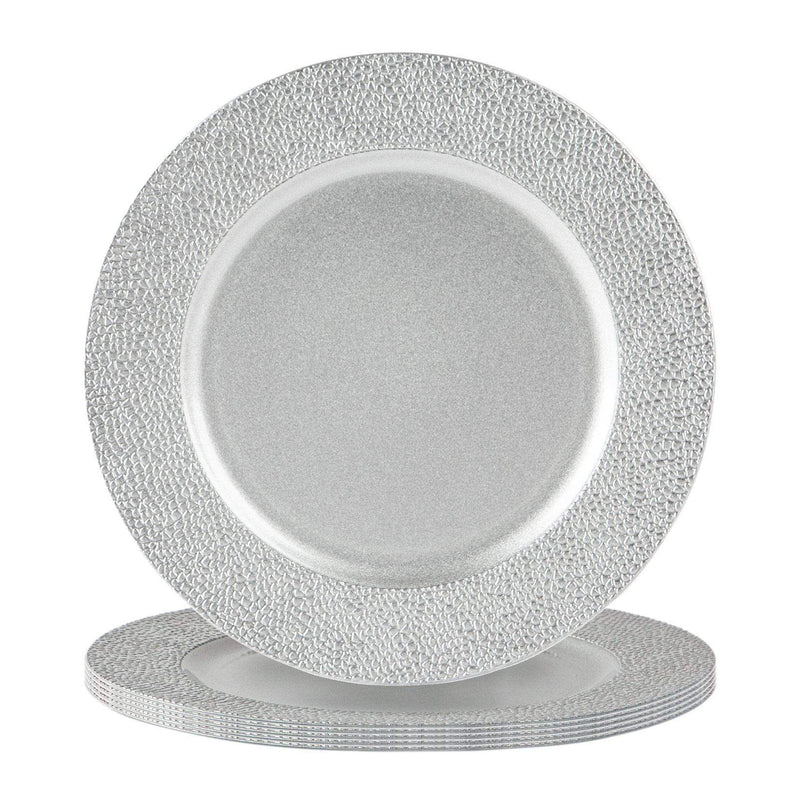Hammered Melamine Charger Plates - Pack of Six - By Argon Tableware