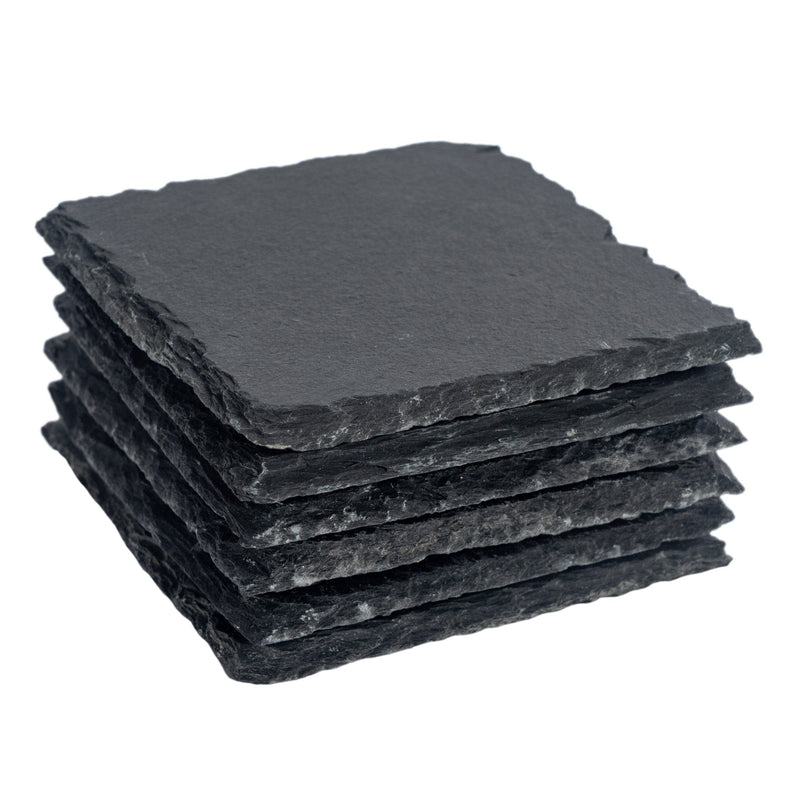 Square Slate Coasters - Pack of 6 - By Argon Tableware