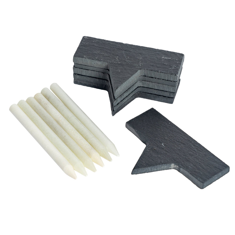 Argon Tableware 6 Slate Cheese Board Markers with Chalk