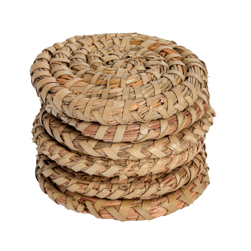 Woven Palm Leaf Coasters - Pack of Six - By Argon Tableware