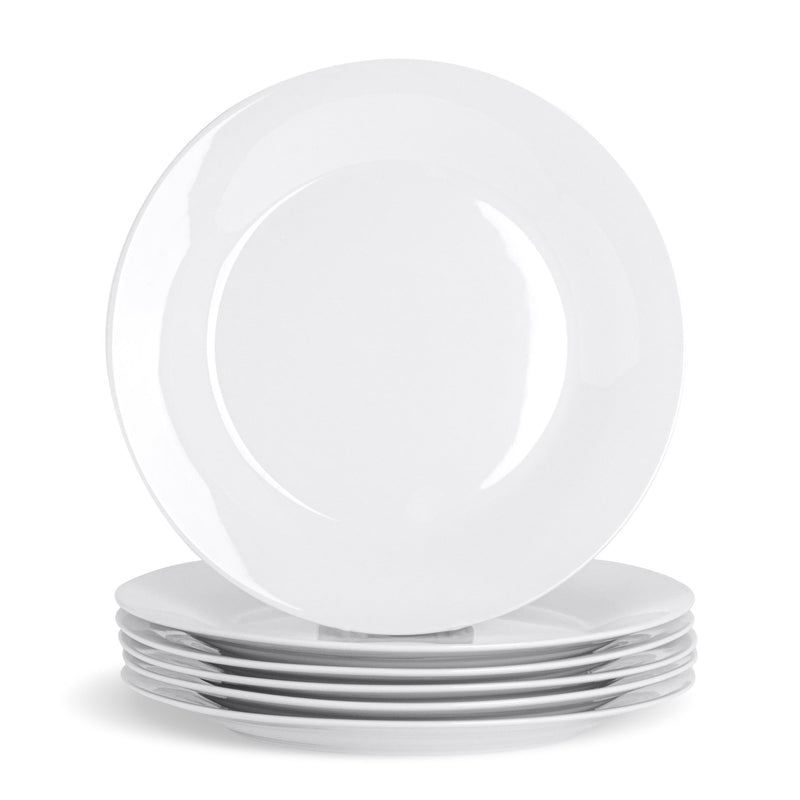 Argon Tableware 6 Classic Wide-Rimmed China Dinner Plates - 268mm