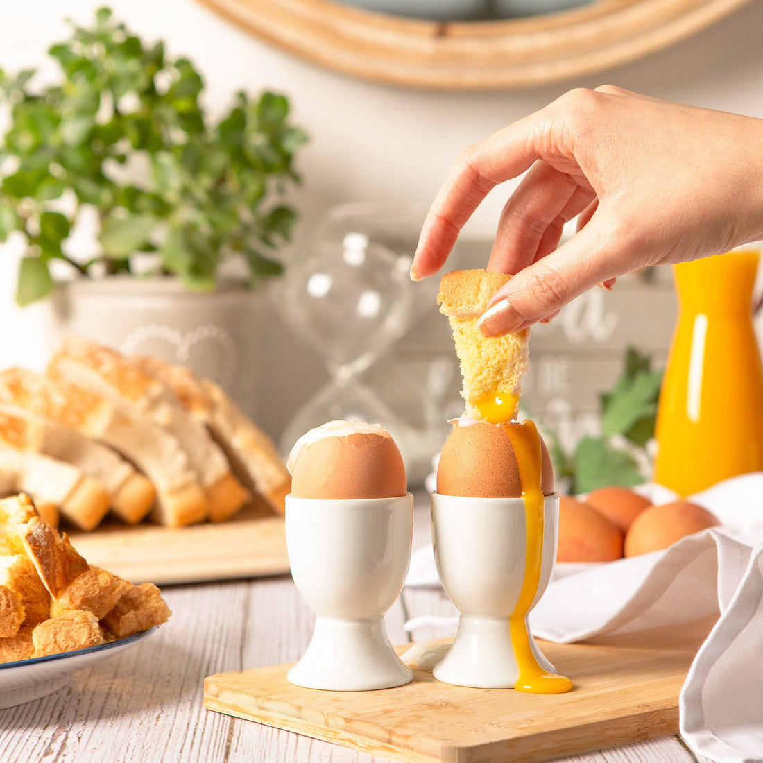 White Stoneware Egg Cups - Pack of Six