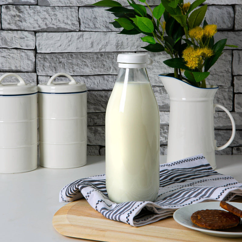 1L Glass Milk Bottle with Silicone Lid - By Argon Tableware