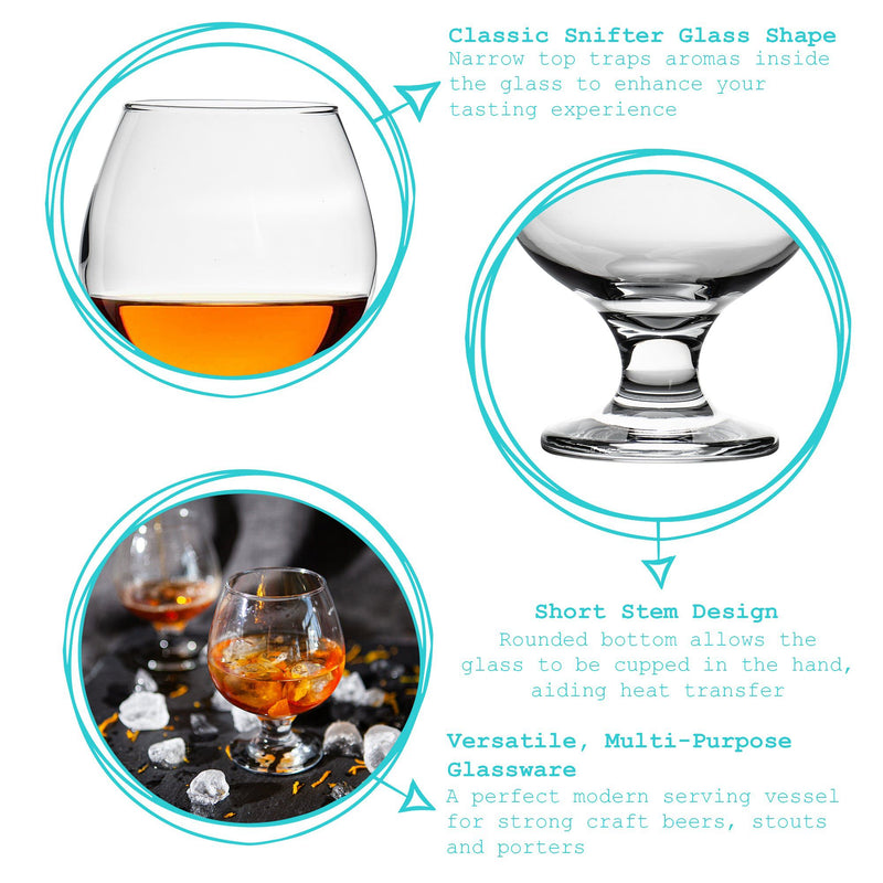 390ml Classic Brandy Glasses - Pack of Six - By Argon Tableware