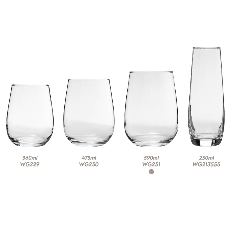590ml Corto Stemless Gin Glasses - Pack of Six - By Argon Tableware