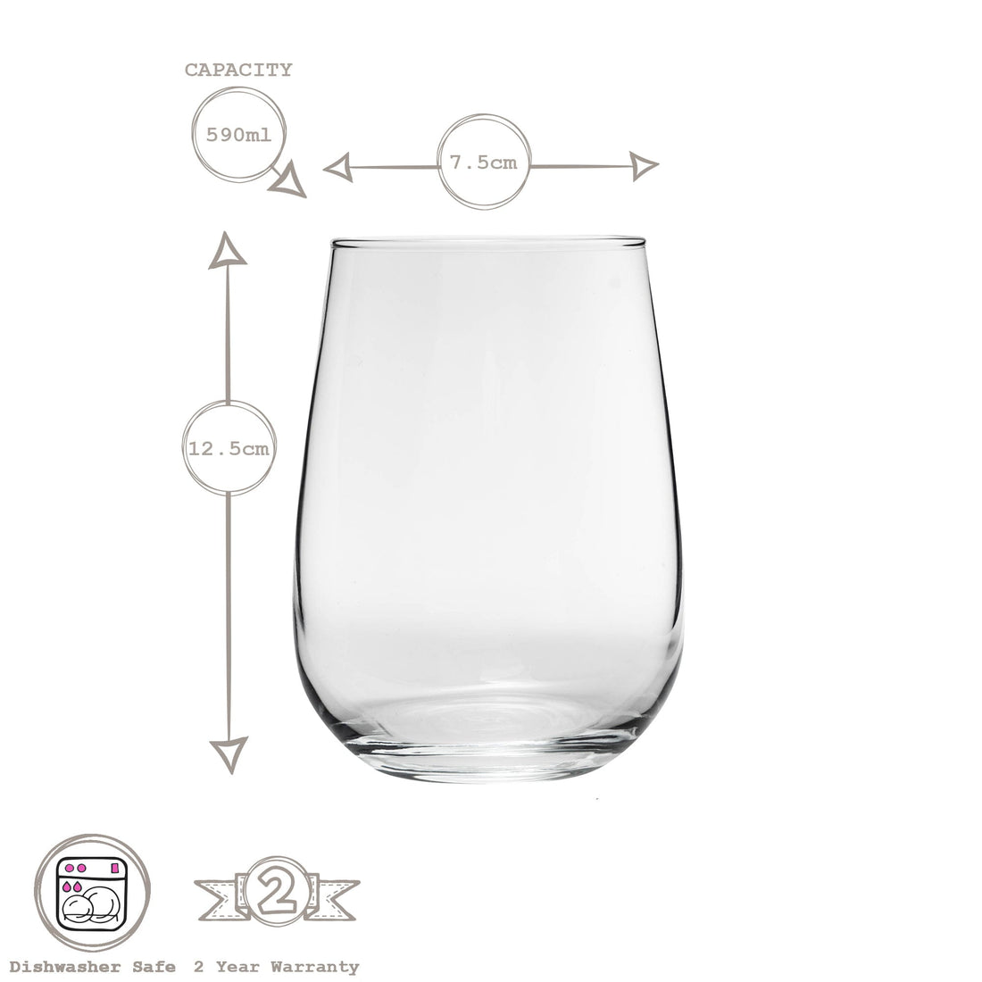 12pc Gaia Stemless Wine Glasses Set