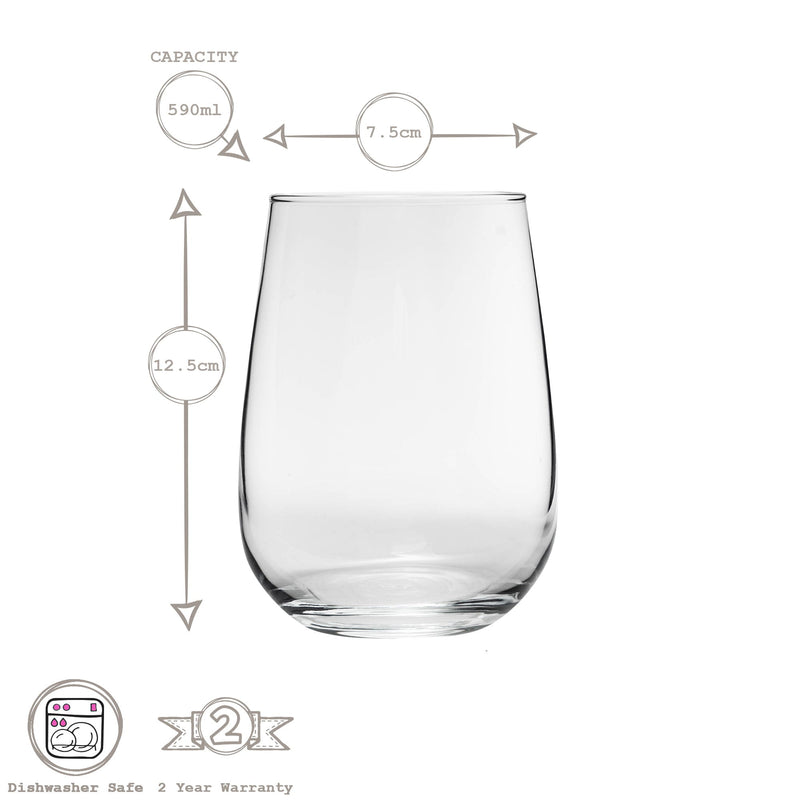 12pc Gaia Stemless Wine Glasses Set - By LAV