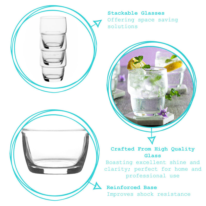 340ml Apilado Stacking Highball Glasses - Pack of Six - By Argon Tableware