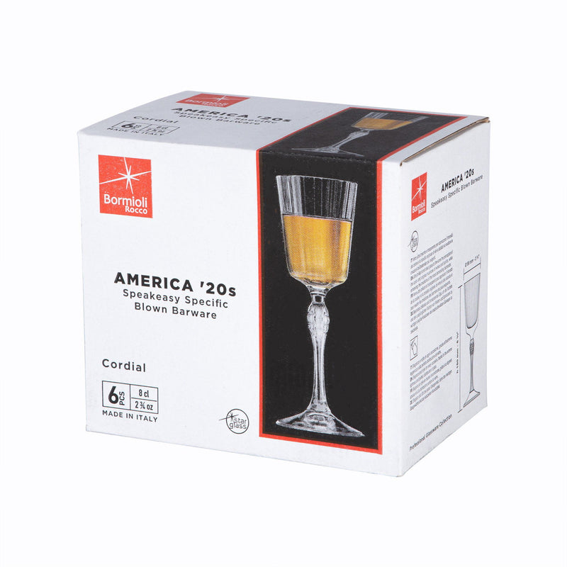 80ml Clear America '20s Liqueur Glasses - Pack of Six - By Bormioli Rocco