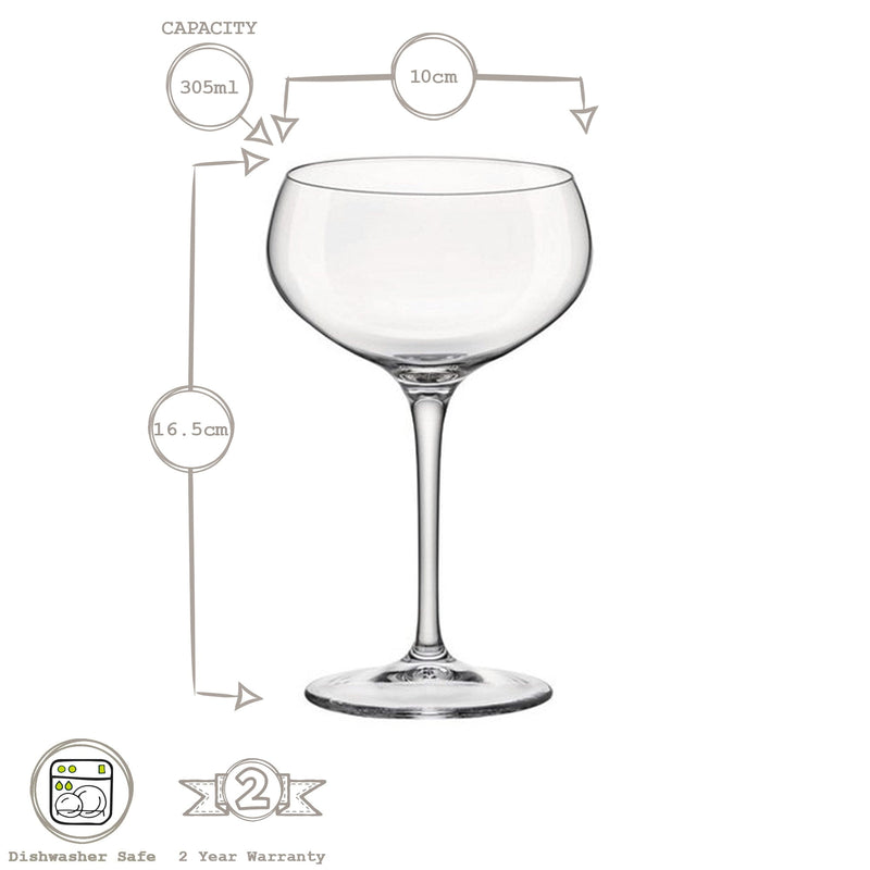 305ml Bartender Champagne Saucers - Pack of Six - By Bormioli Rocco