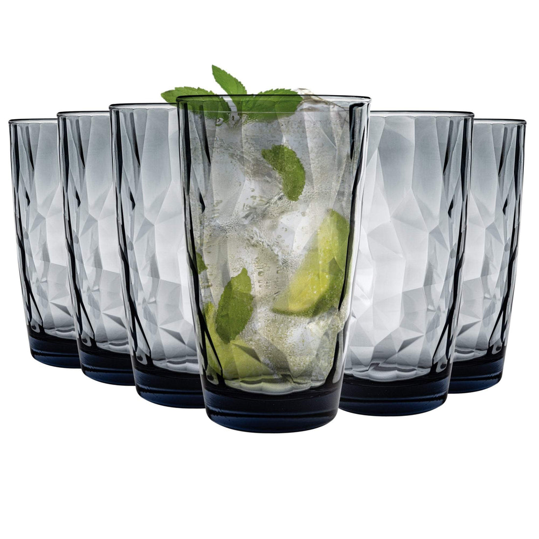 470ml Blue Diamond Highball Glasses - Pack of Six