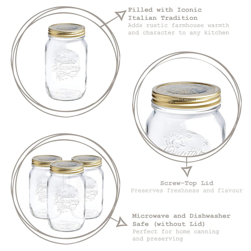 1L Quattro Stagioni Glass Storage Jar - By Bormioli Rocco