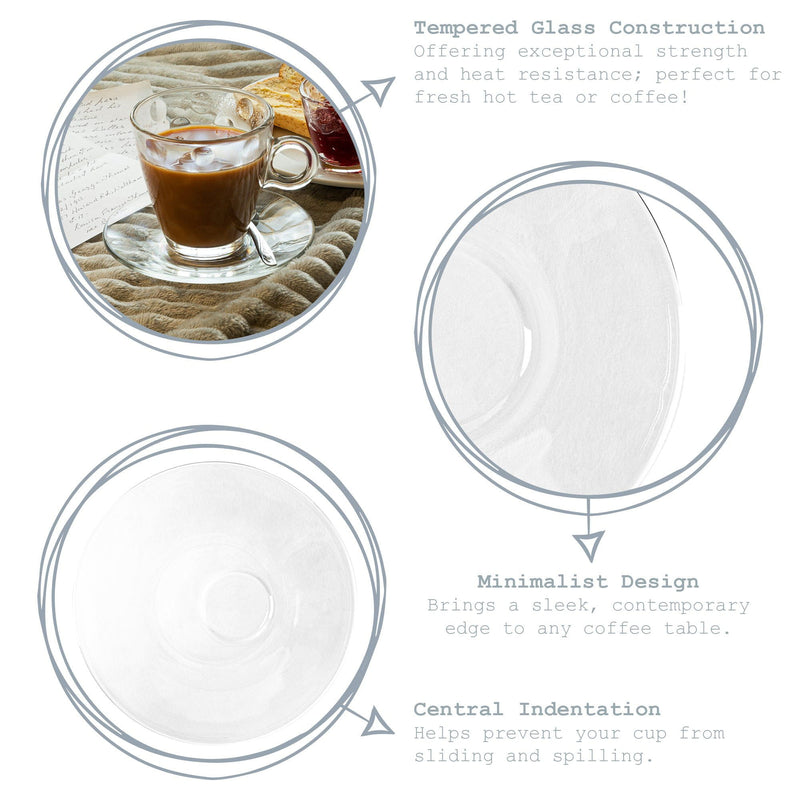 14cm Bar Glass Cappuccino Saucers - Pack of Six - By Bormioli Rocco