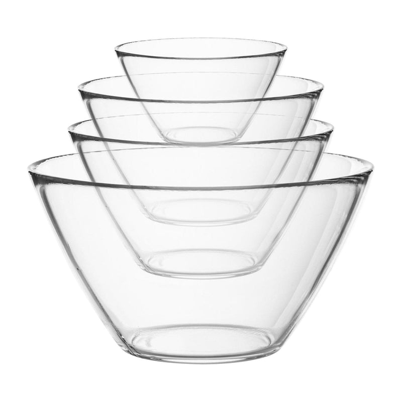Bormioli Rocco 4 Piece Basic Glass Mixing Bowls Set