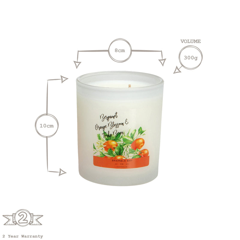 300g Double Wick Bergamot, Orange Blossom & Tonka Bean Bath & Body Soy Wax Scented Candle - By Bramble Bay