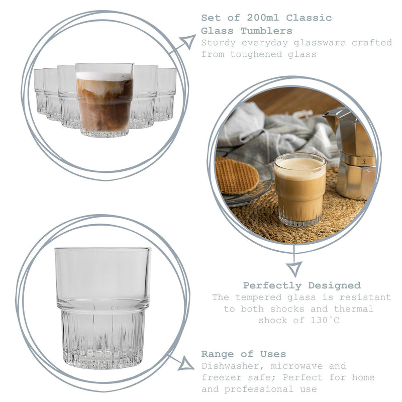 200ml Emplilable Stacking Tumblers - Pack of Six - By Duralex