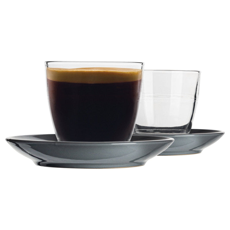 220ml Gigogne Glass Coffee Cups & Saucers - Pack of Six - By Duralex