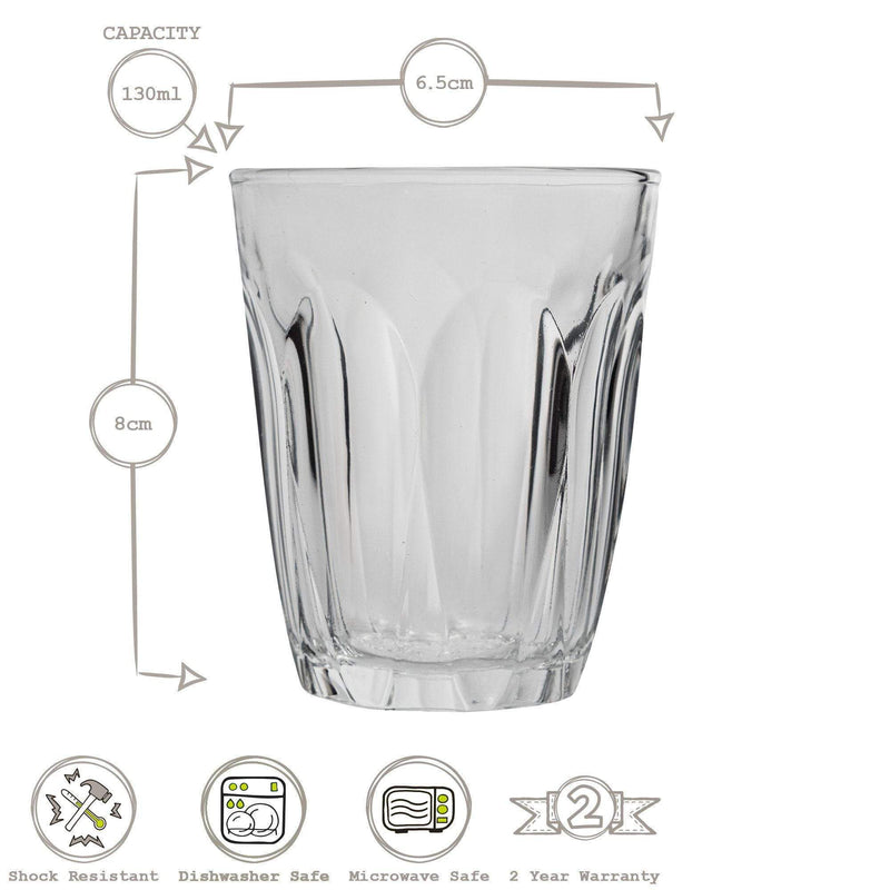 130ml Provence Tumbler Glasses - Pack of Six - By Duralex