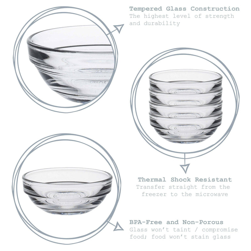7.5cm Clear Lys Glass Nesting Mixing Bowl - By Duralex