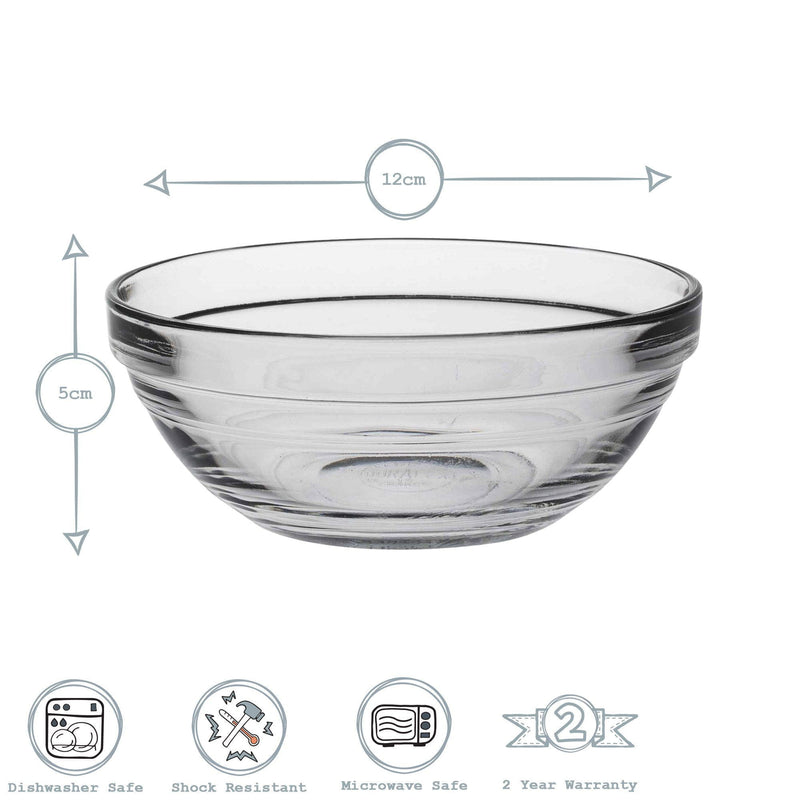 12cm Clear Lys Glass Nesting Mixing Bowl - By Duralex