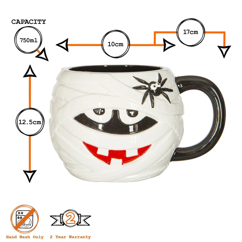 Halloween Mummy Spider Stoneware Mug - By Fax Potato
