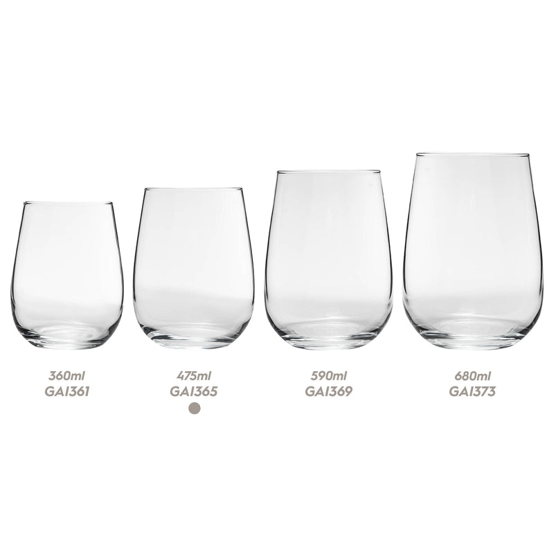 475ml Gaia Stemless Wine Glasses - Pack of Six - By LAV