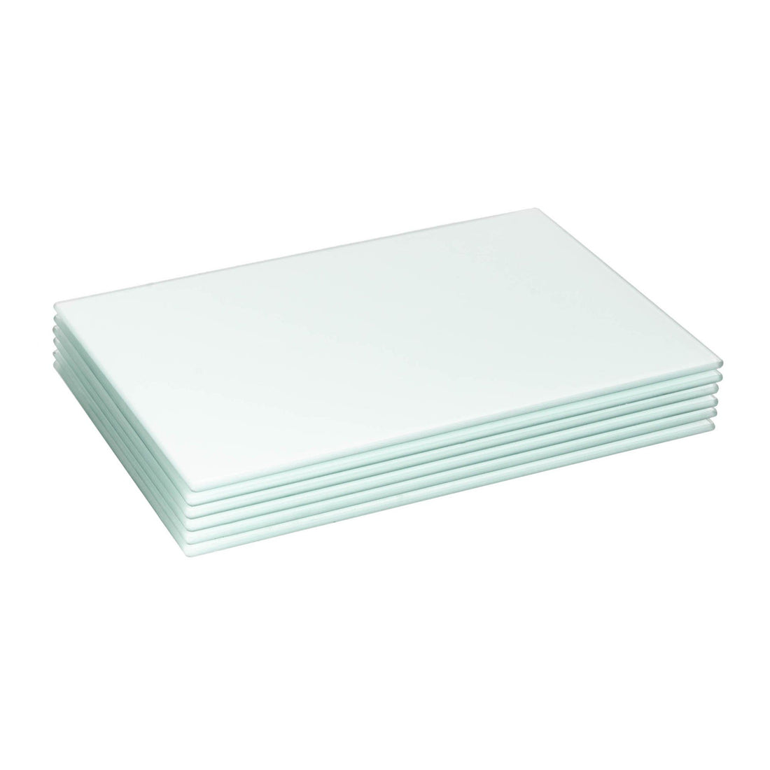 White 30cm x 20cm Rectangular Glass Placemats - Pack of 6