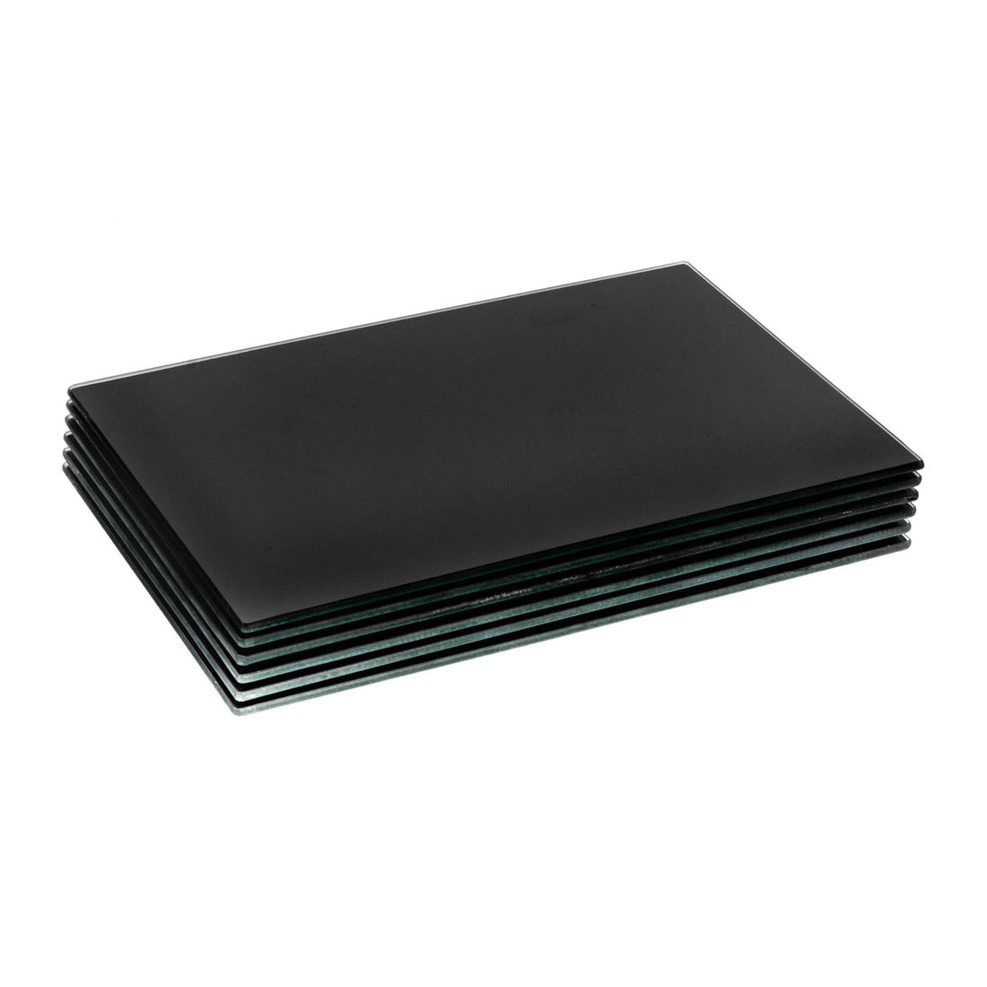 Black 30cm x 20cm Rectangular Glass Placemats - Pack of 6