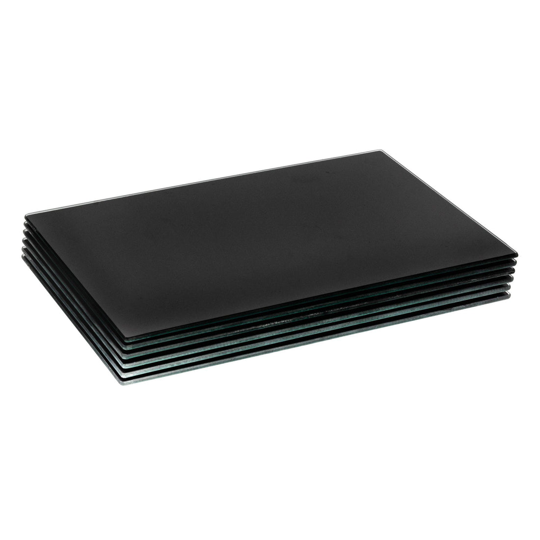 Black 40cm x 30cm Rectangular Glass Placemats - Pack of 6
