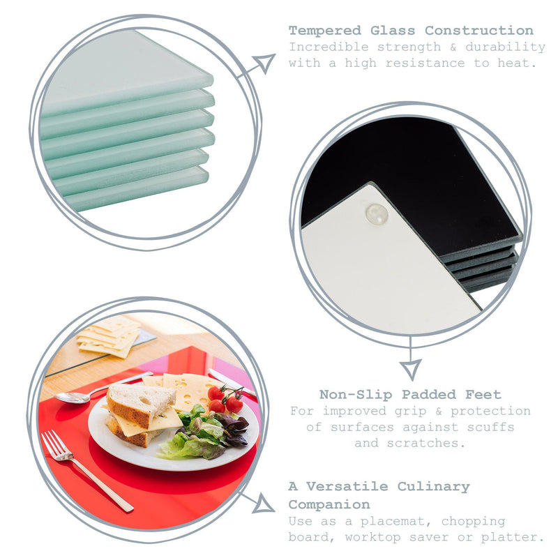 30cm x 20cm Glass Placemats - Pack of Six - By Harbour Housewares