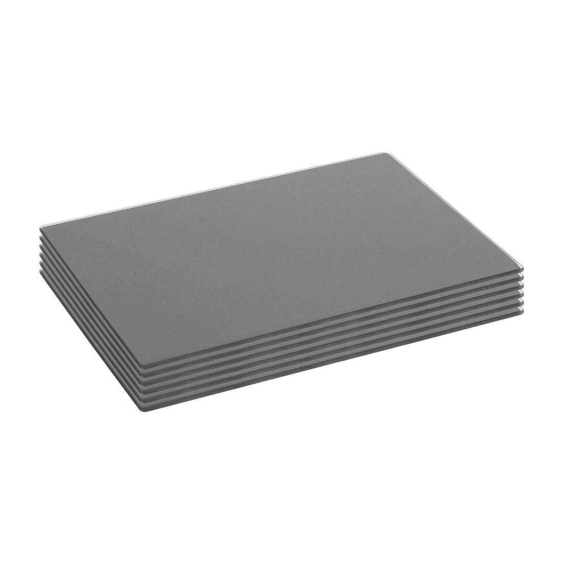 Grey 30cm x 20cm Rectangular Glass Placemats - Pack of 6