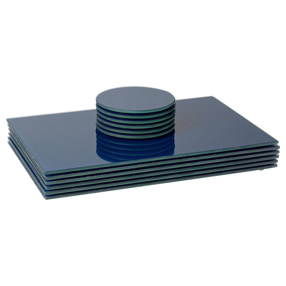 12pc Blue Glass Placemats &amp; Round Coasters Set