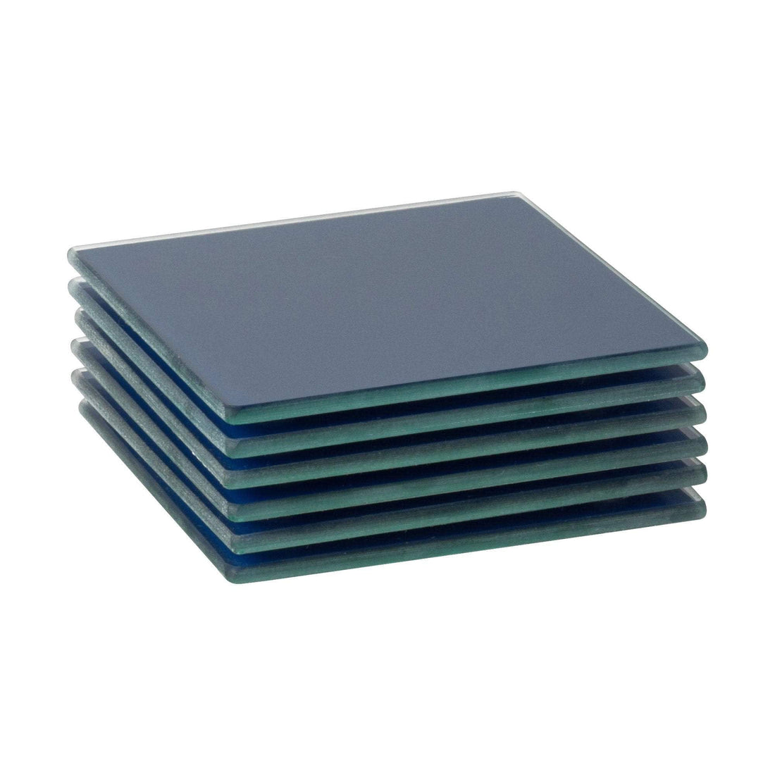 Blue Square Glass Coasters - Pack of 6