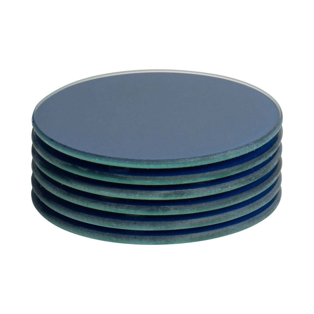 Blue Round Glass Coasters - Pack of 6