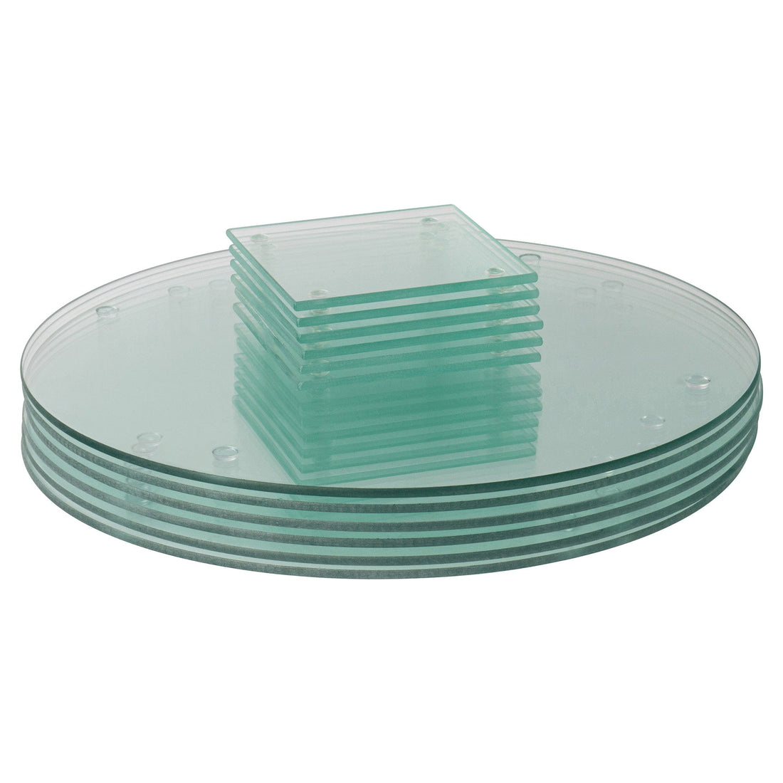 12pc Clear Round Glass Placemats &amp; Square Coasters Set