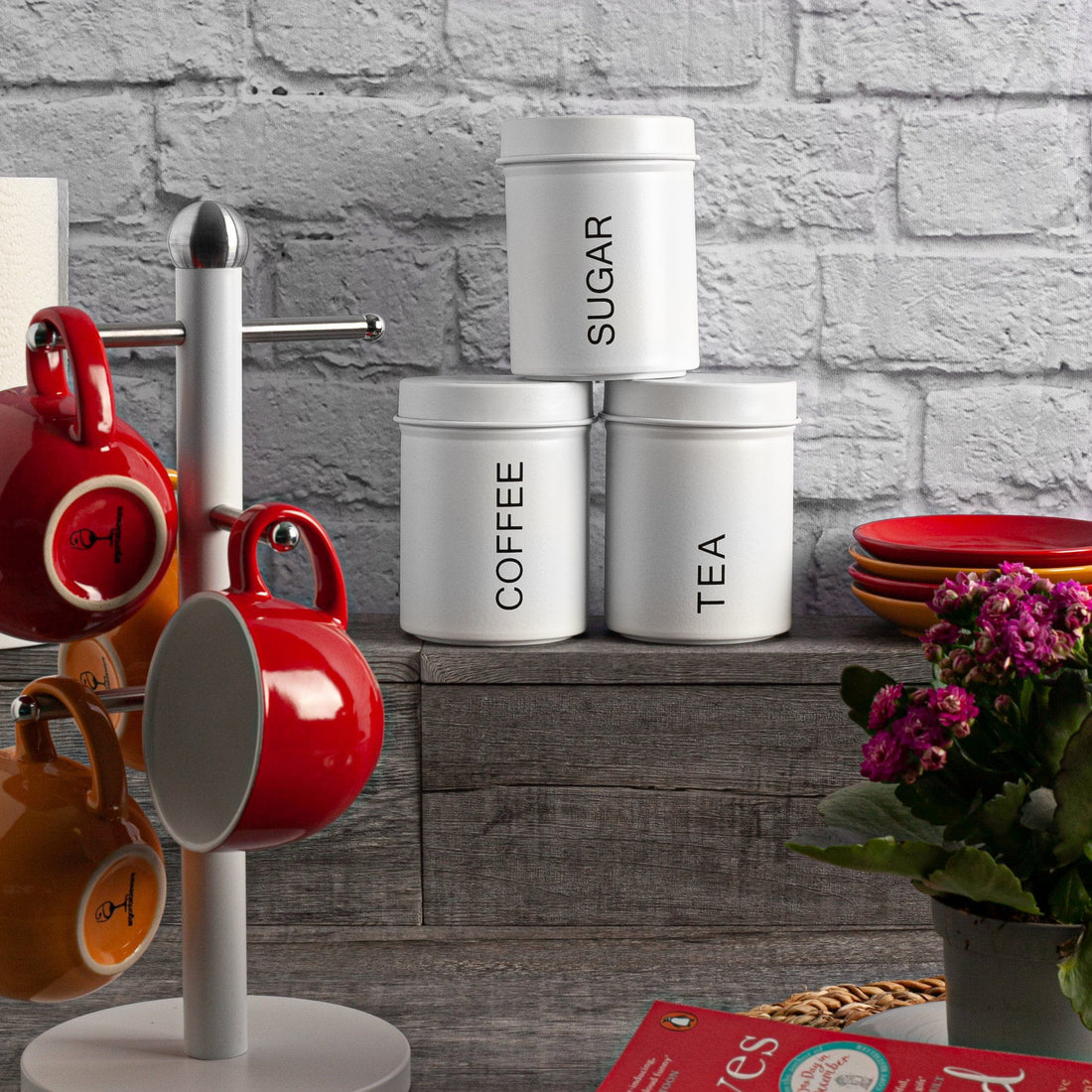 Matt White Metal Coffee Canister