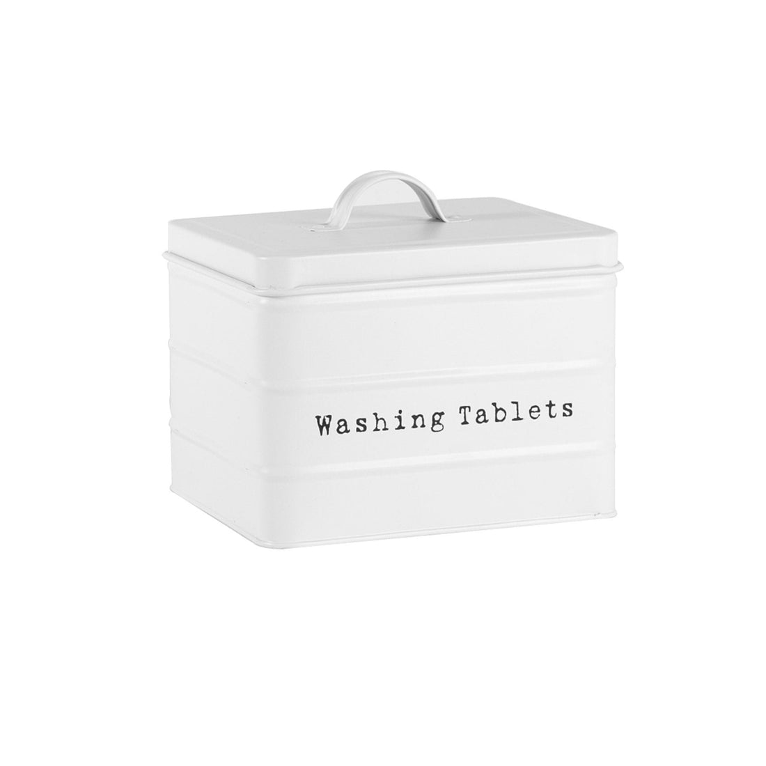 White Vintage Metal Washing Tablet Tin