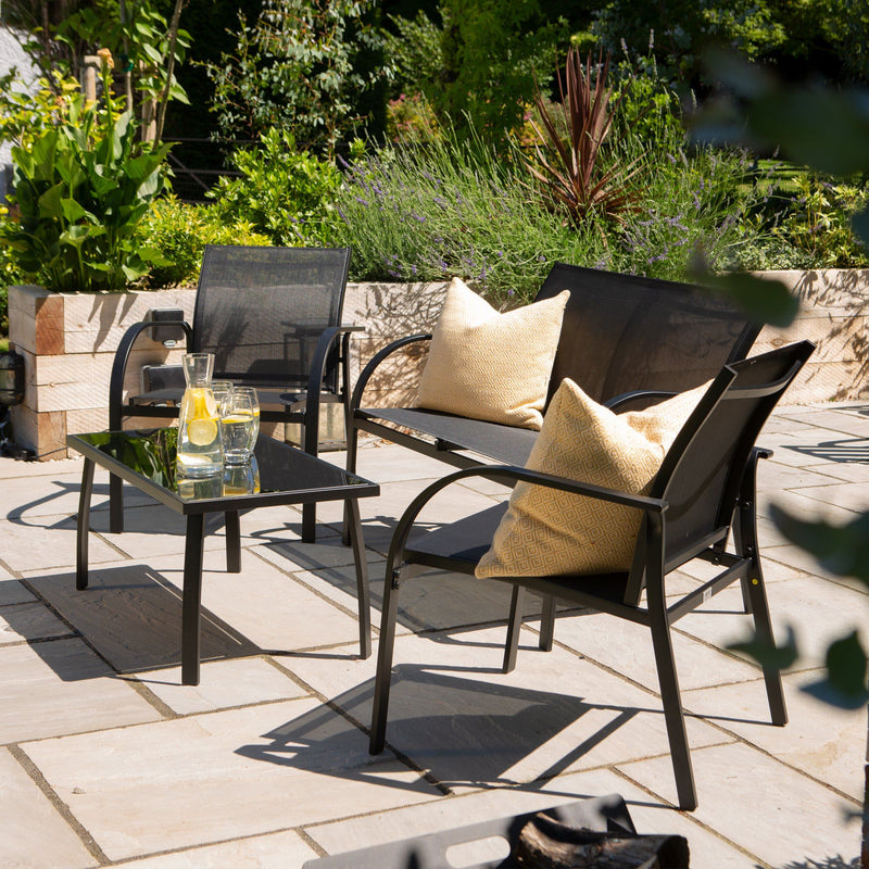 4-Seater Sussex Metal Garden Sofa Set with Coffee Table - By Harbour Housewares