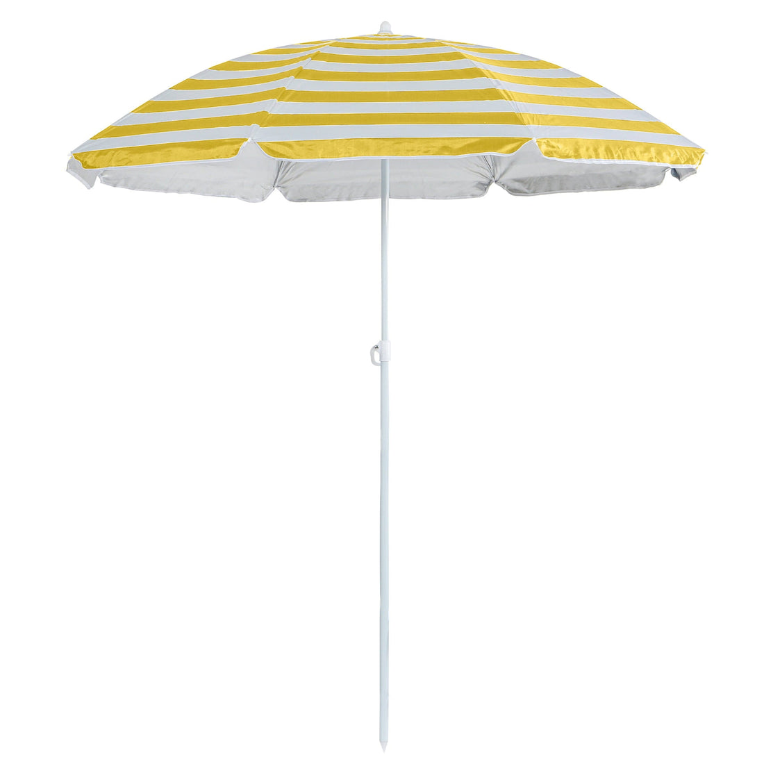 Yellow Striped 1.74m Metal Beach Parasol