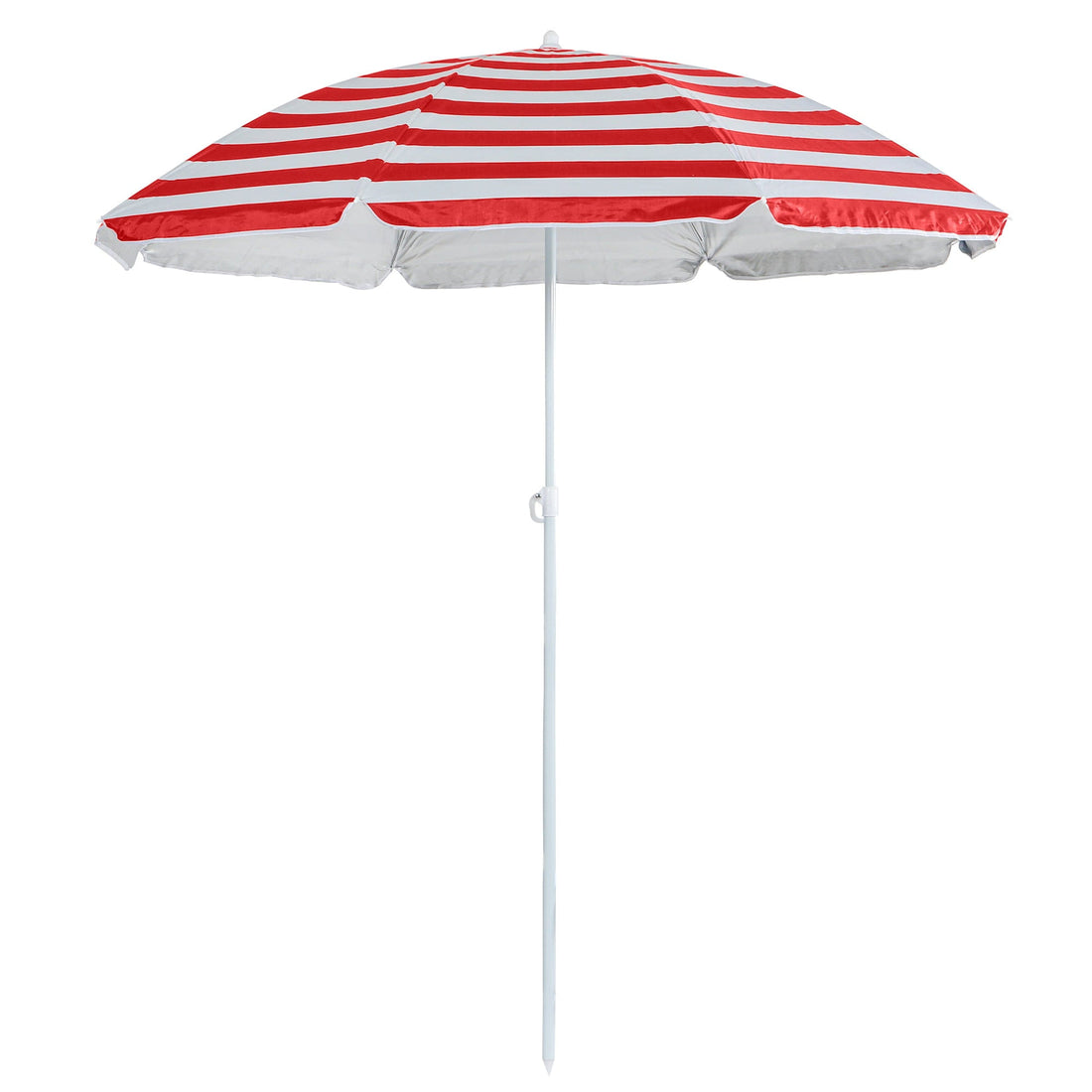 Red Striped 1.74m Metal Beach Parasol
