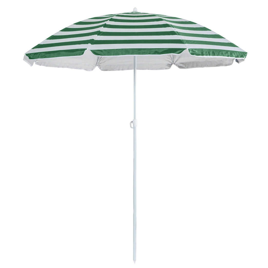 Green Striped 1.74m Metal Beach Parasol