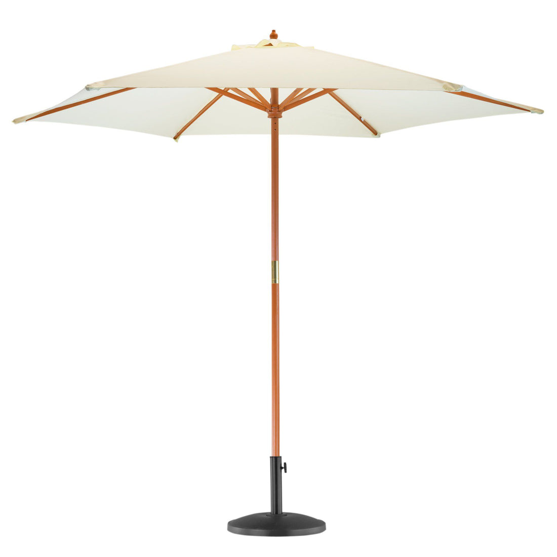 Stone 2.7m x 2.5m Wooden Garden Parasol with Black Concrete Base