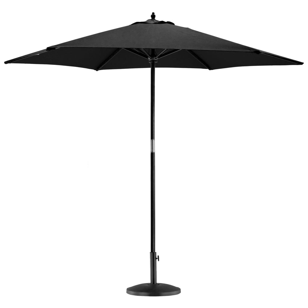 2.7m x 2.5m Wooden Garden Parasol with Black Concrete Base By Harbour