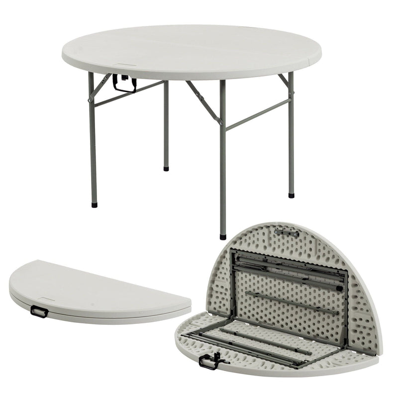 120cm White Round Plastic Folding Trestle Table - By Harbour Housewares