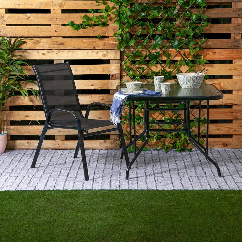 Black Metal Garden Armchairs - Pack of Two - By Harbour Housewares